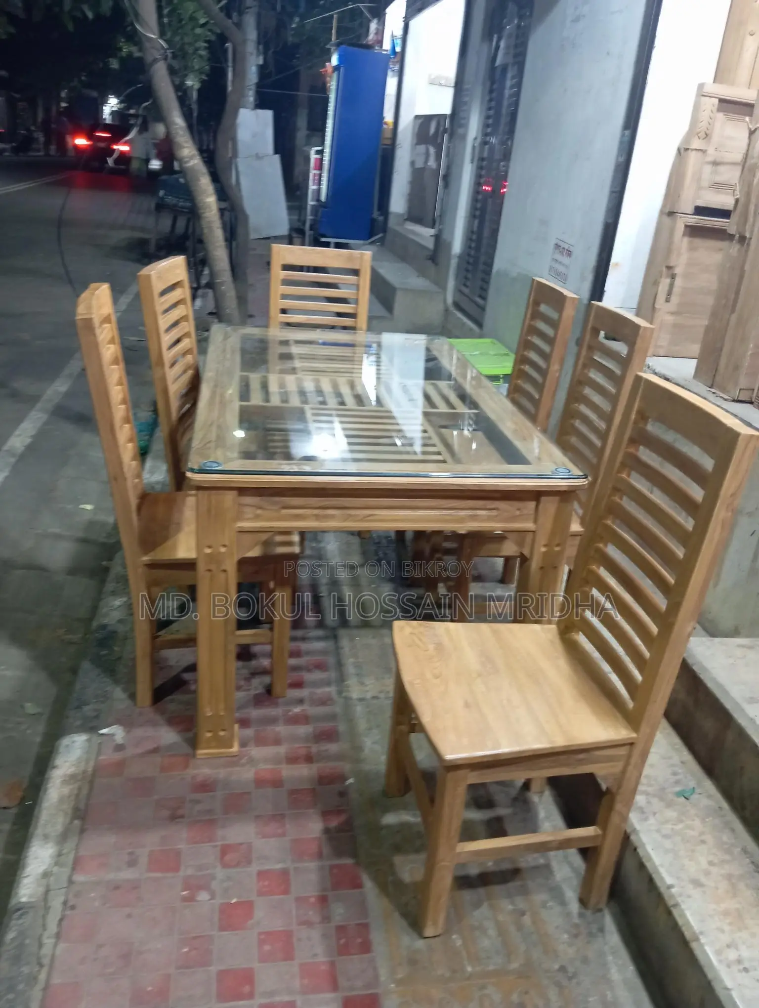 Dining Set with 6 Chairs in Chittagong Teak Wood