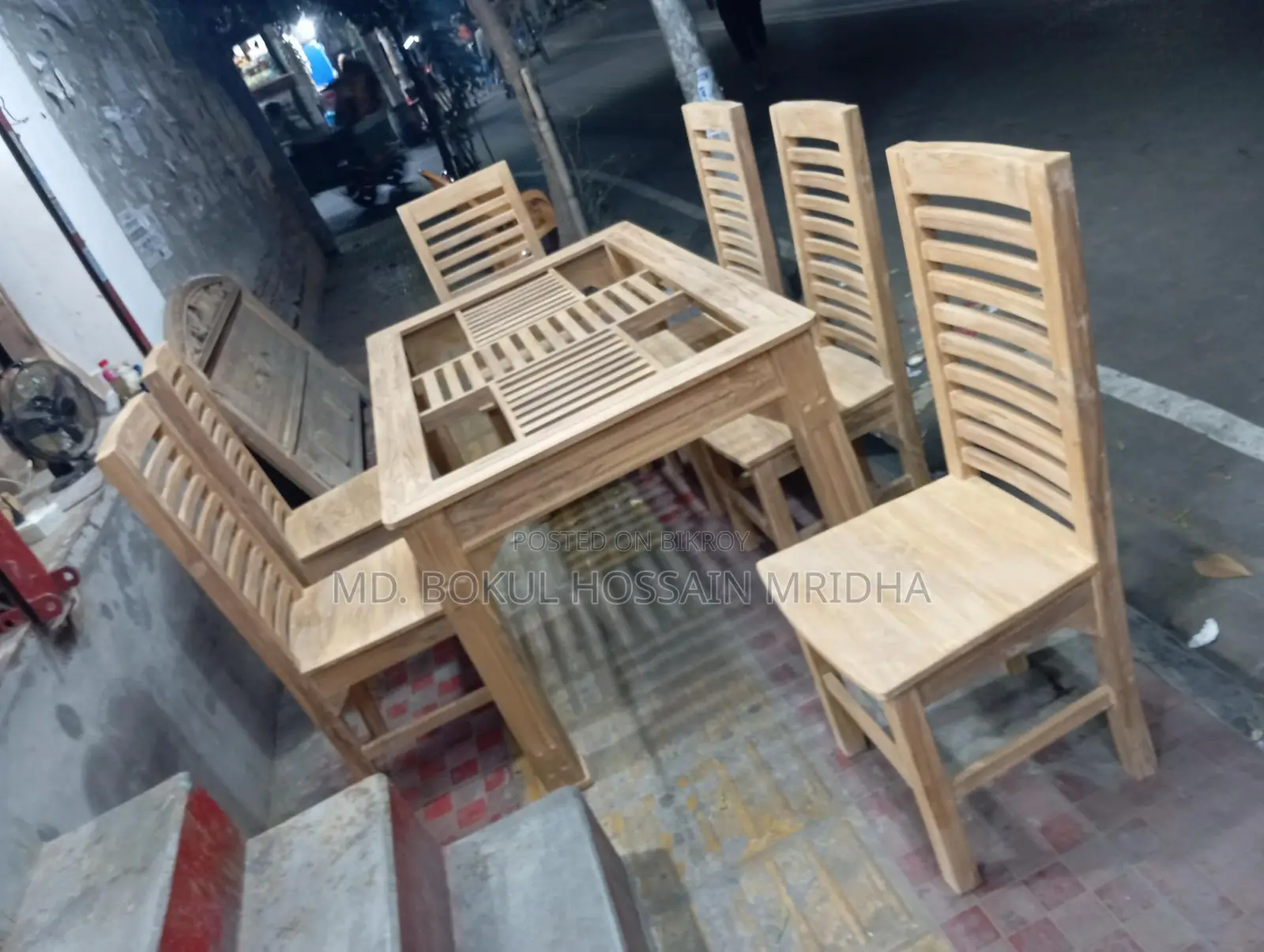 Dining Set with 6 Chairs in Chittagong Teak Wood