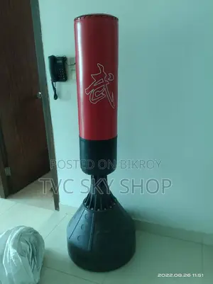 STANDING PUNCHING BAG 180CM Black with Red