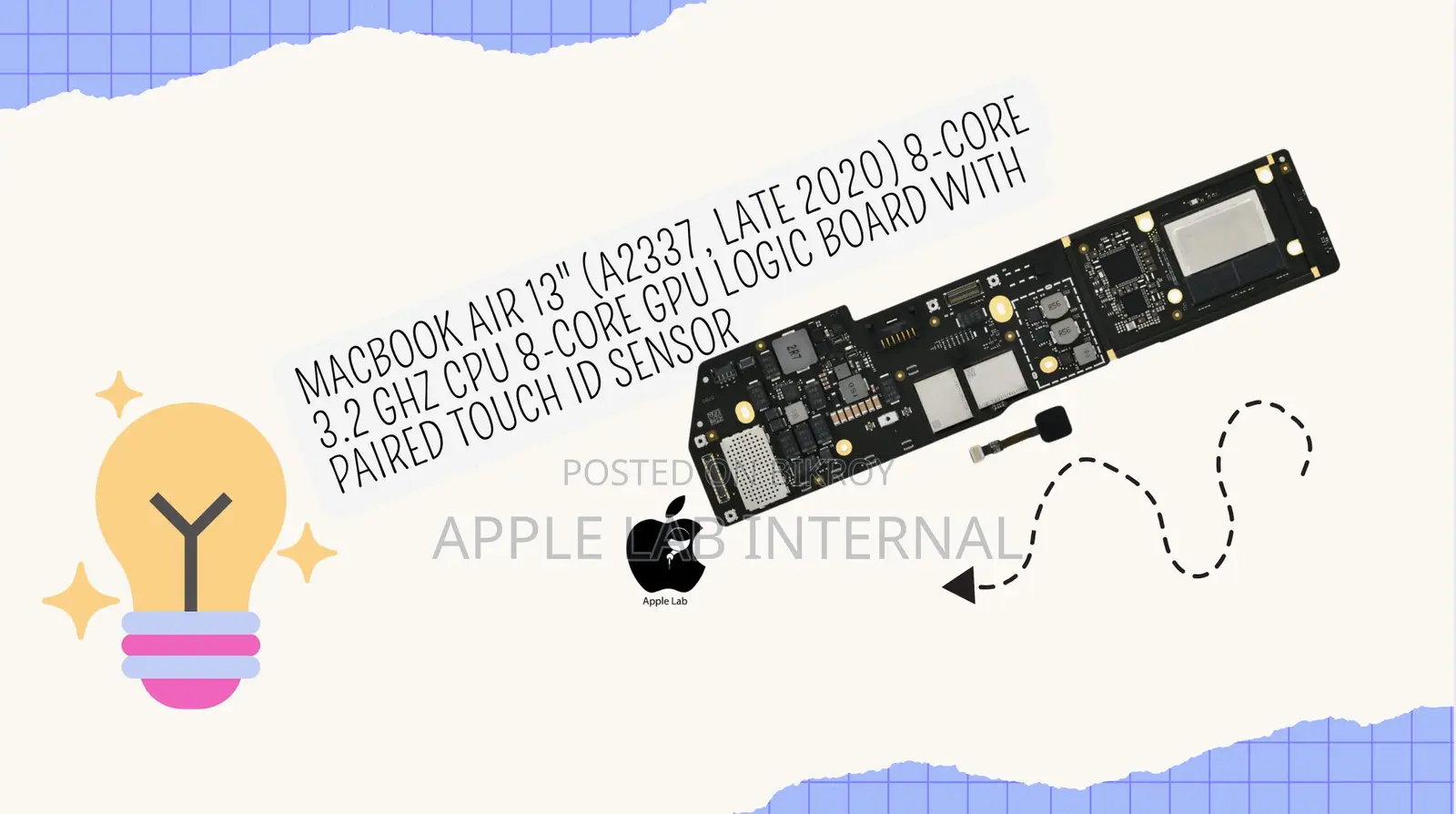 Macbook Air 13" (a2337, Late 2020) 8-core 3.2 Ghz Cpu Logic Board
