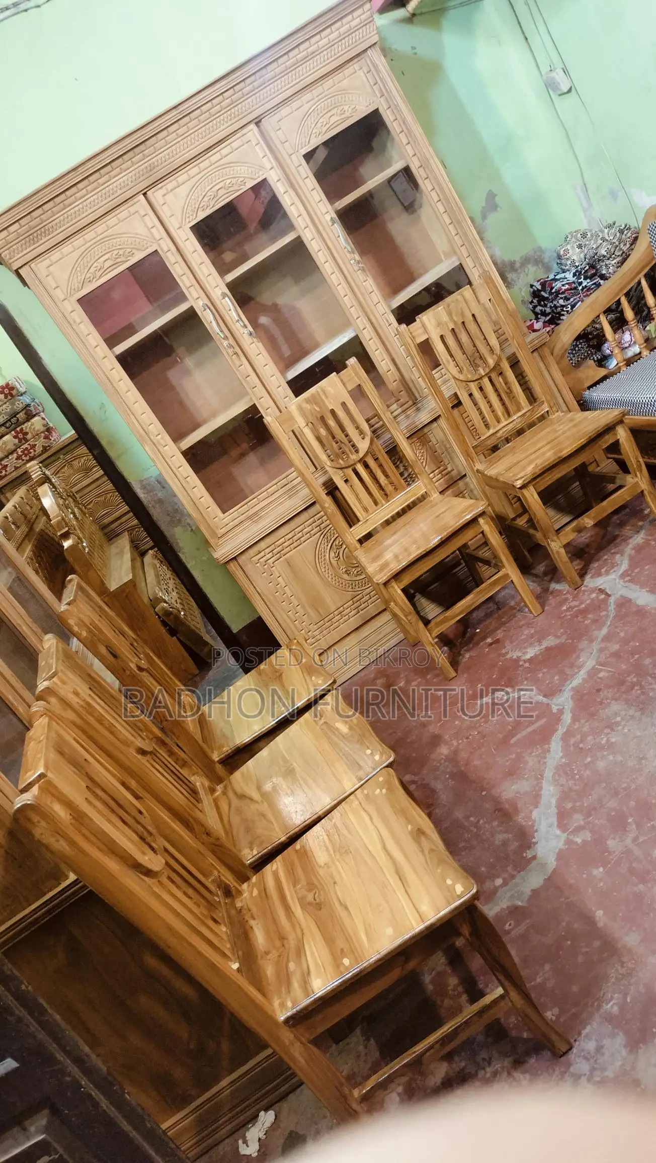 This Chittagong teak dining table will be sold, beside Postogola Bridge