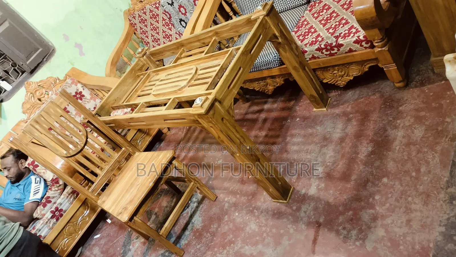 This Chittagong teak dining table will be sold, beside Postogola Bridge