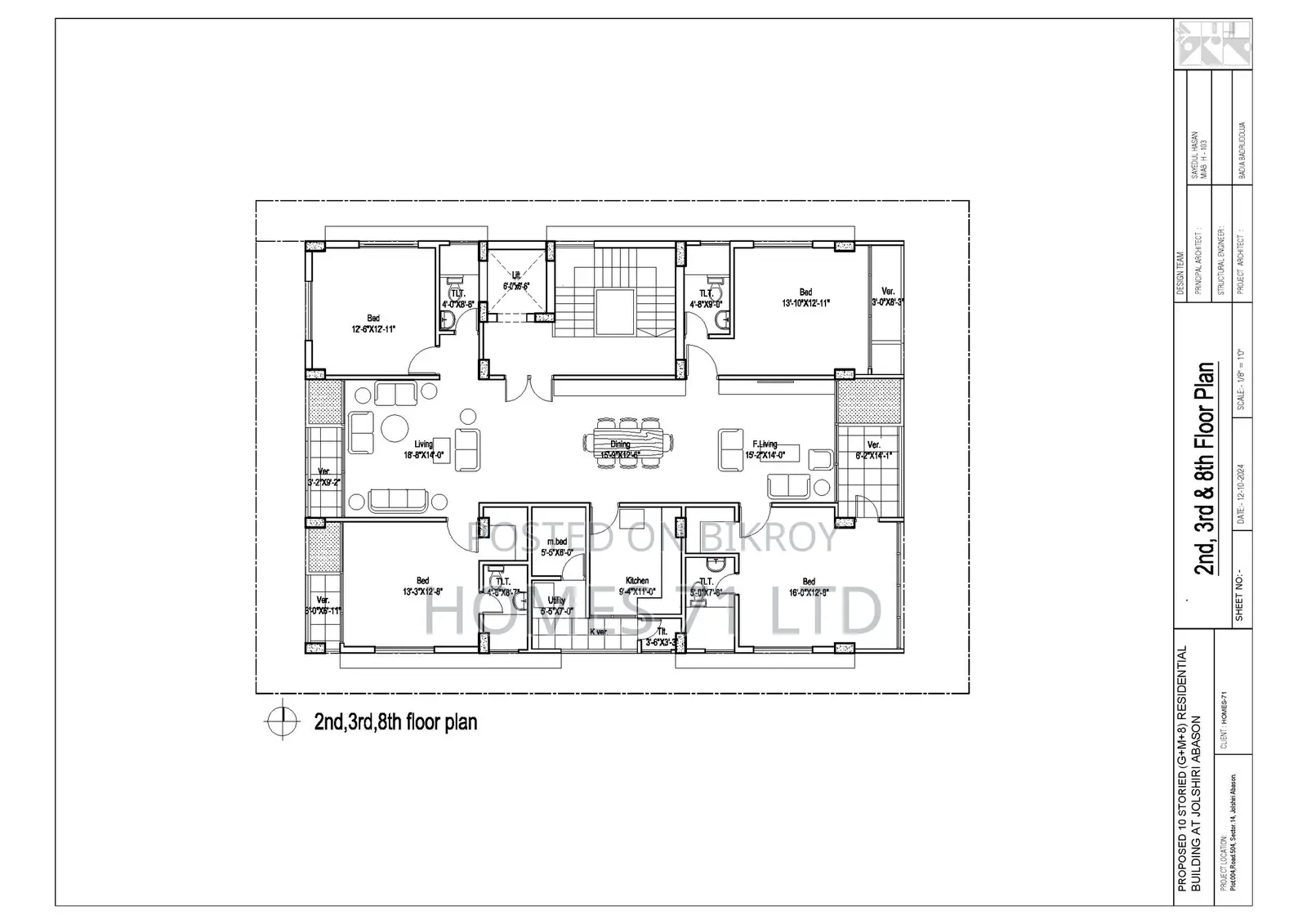 2850 Sft Lake View Two Side Open Flat For Sale at Jolshiri Abashon