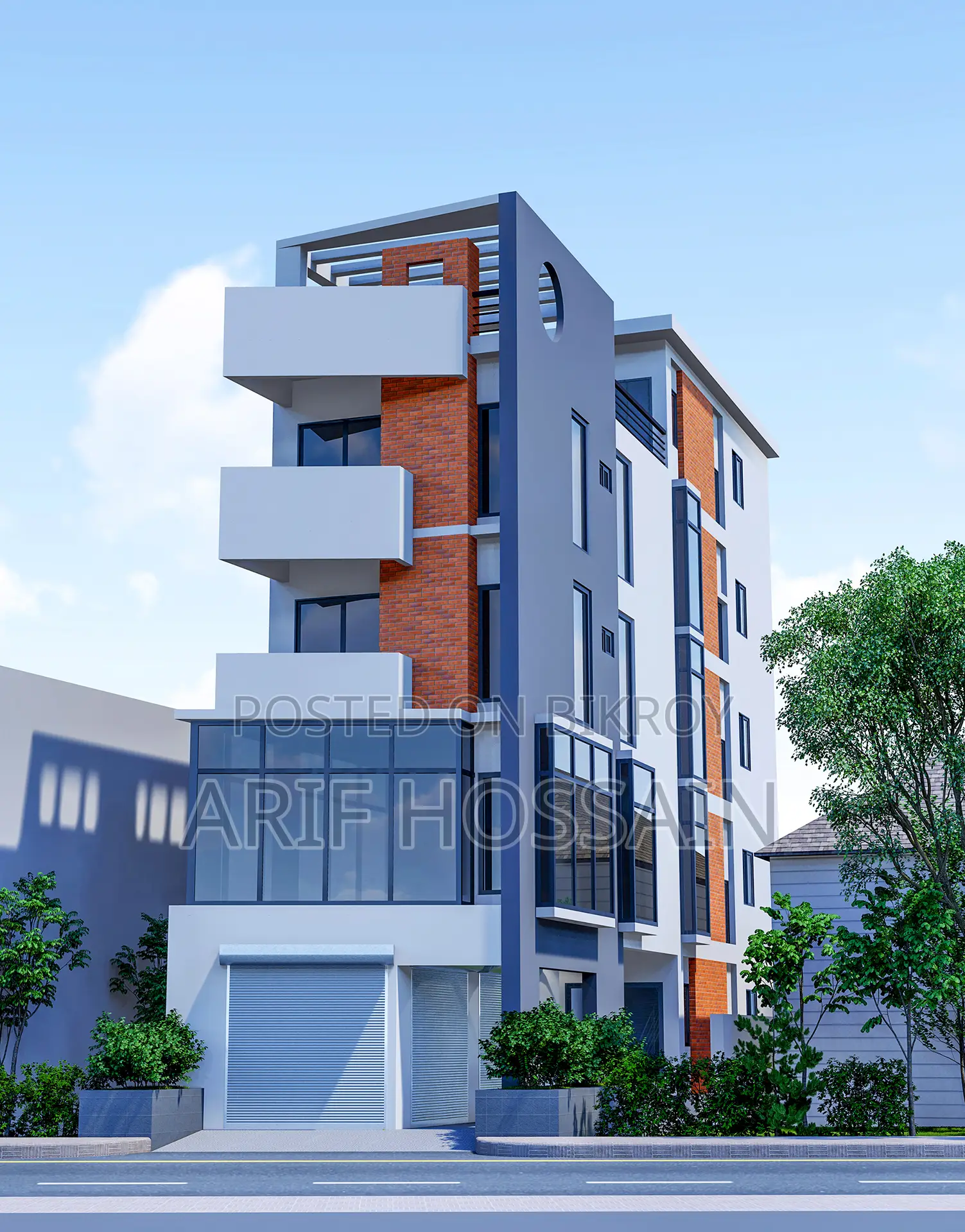 3 and 5-story building design with 3D rendering