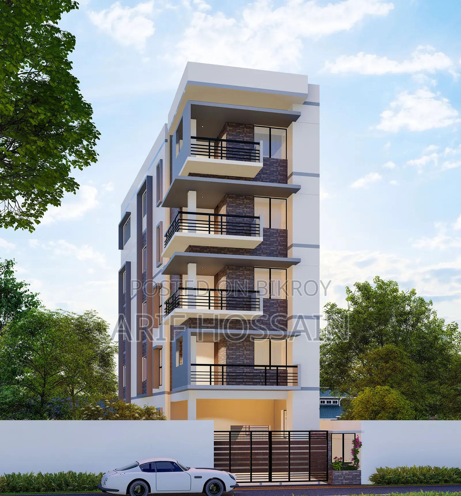 3 and 5-story building design with 3D rendering
