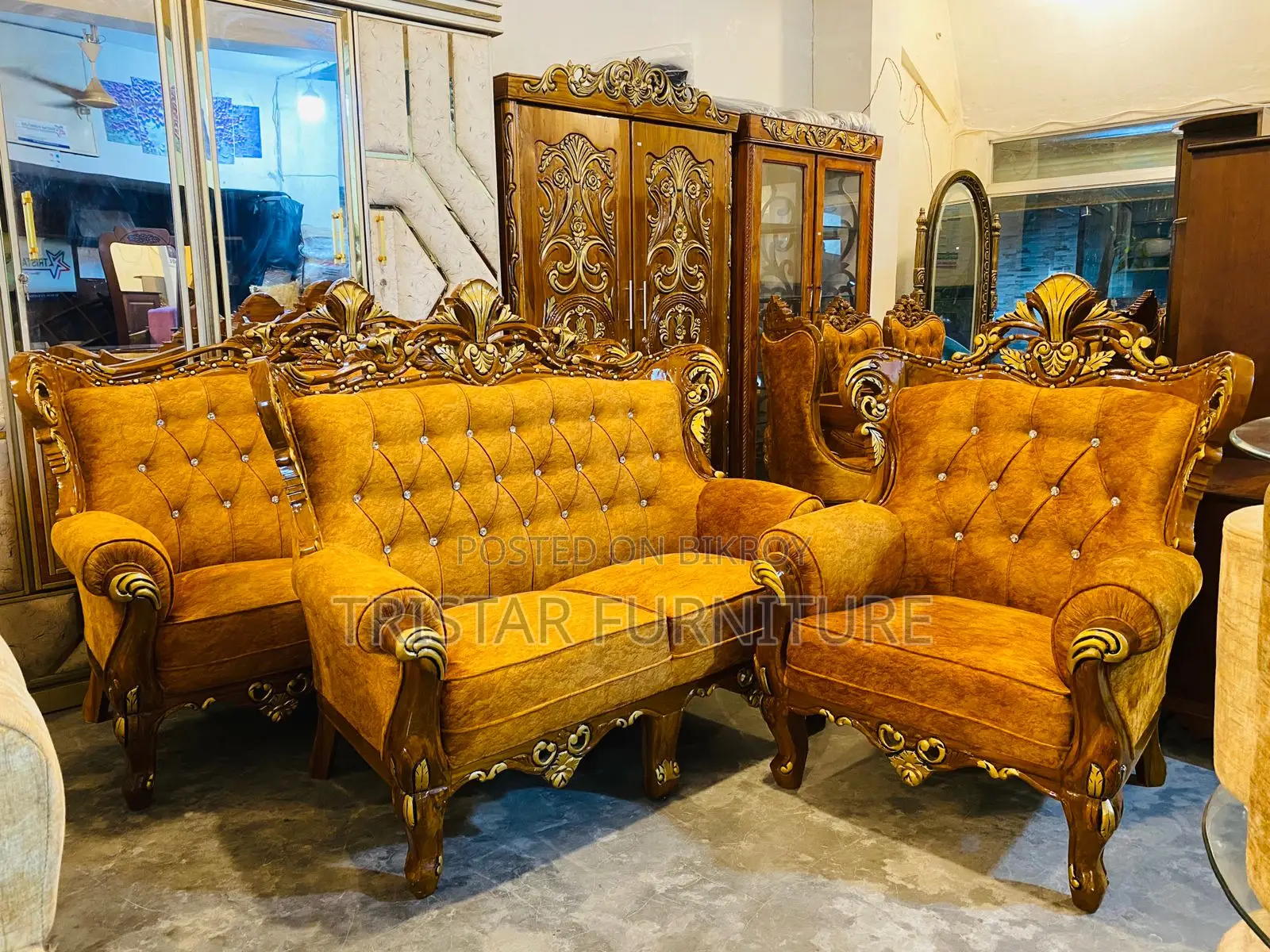 6-Seater Teak Wood Sofa Set