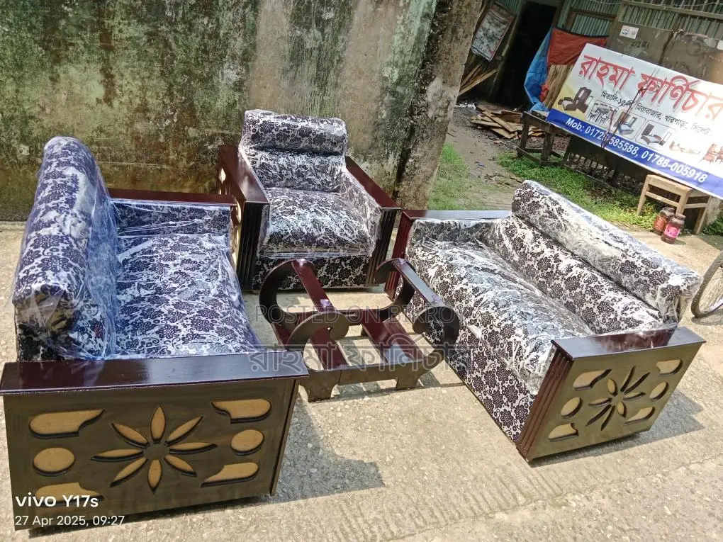 Black colour jail design Sofa Set With tea table