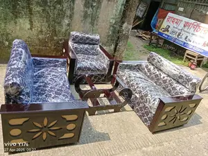 Black colour jail design Sofa Set With tea table