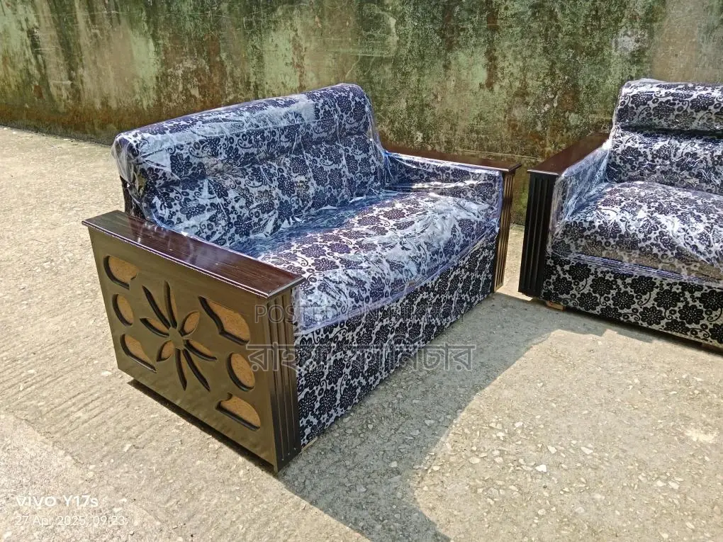 Black colour jail design Sofa Set With tea table