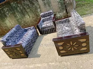 Black colour jail design Sofa Set With tea table