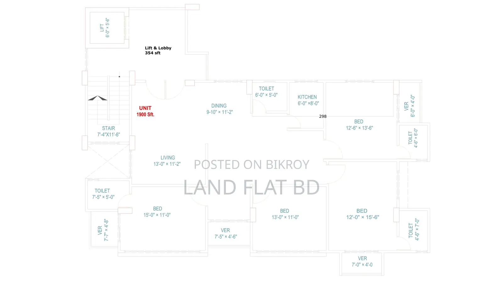 1900 SFT Flat for Sale at River View Project, Ghatarchar Laboni Point