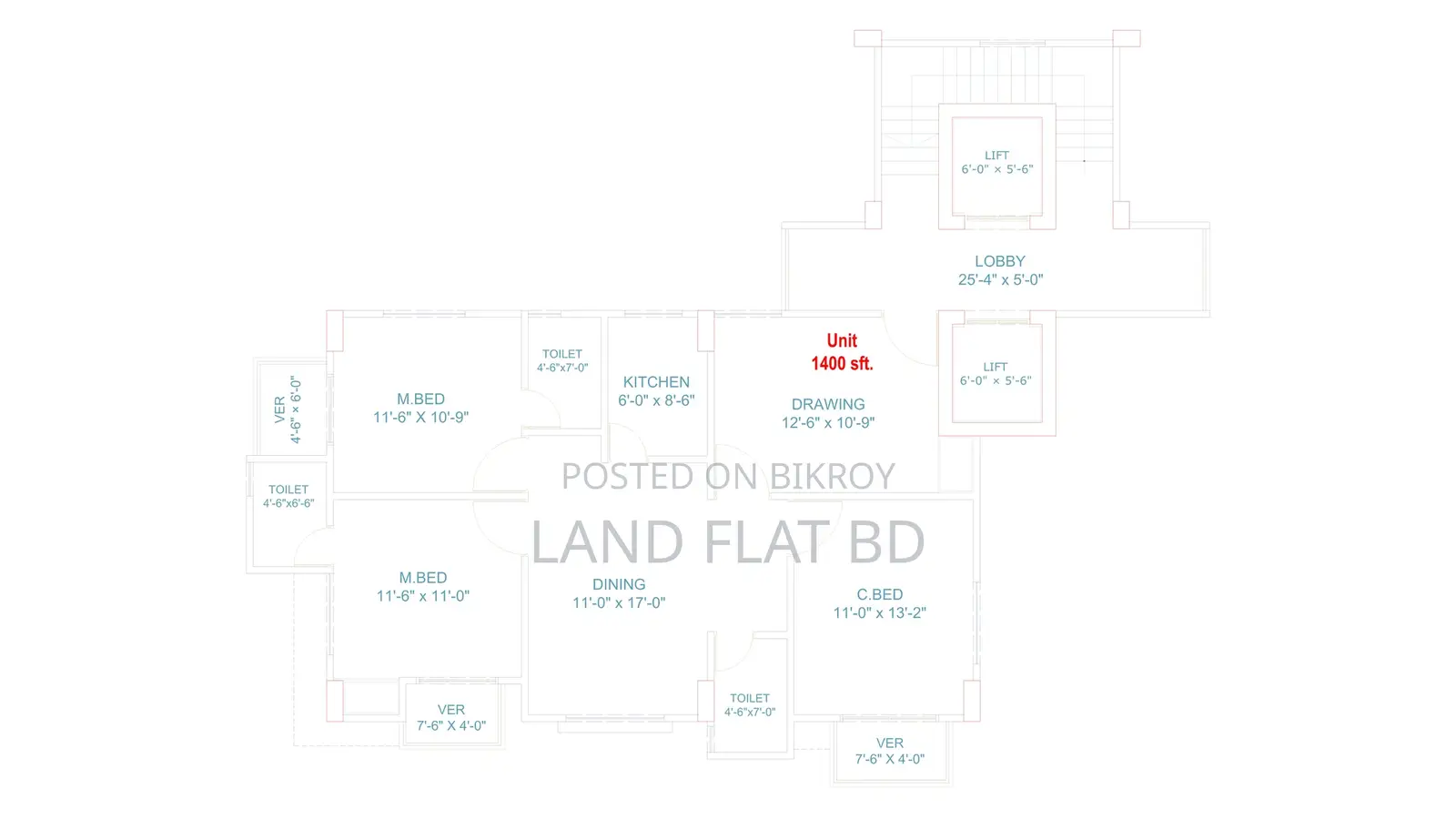 1400 SFT Flat for Sale at River View Project, Ghatarchar Laboni Point