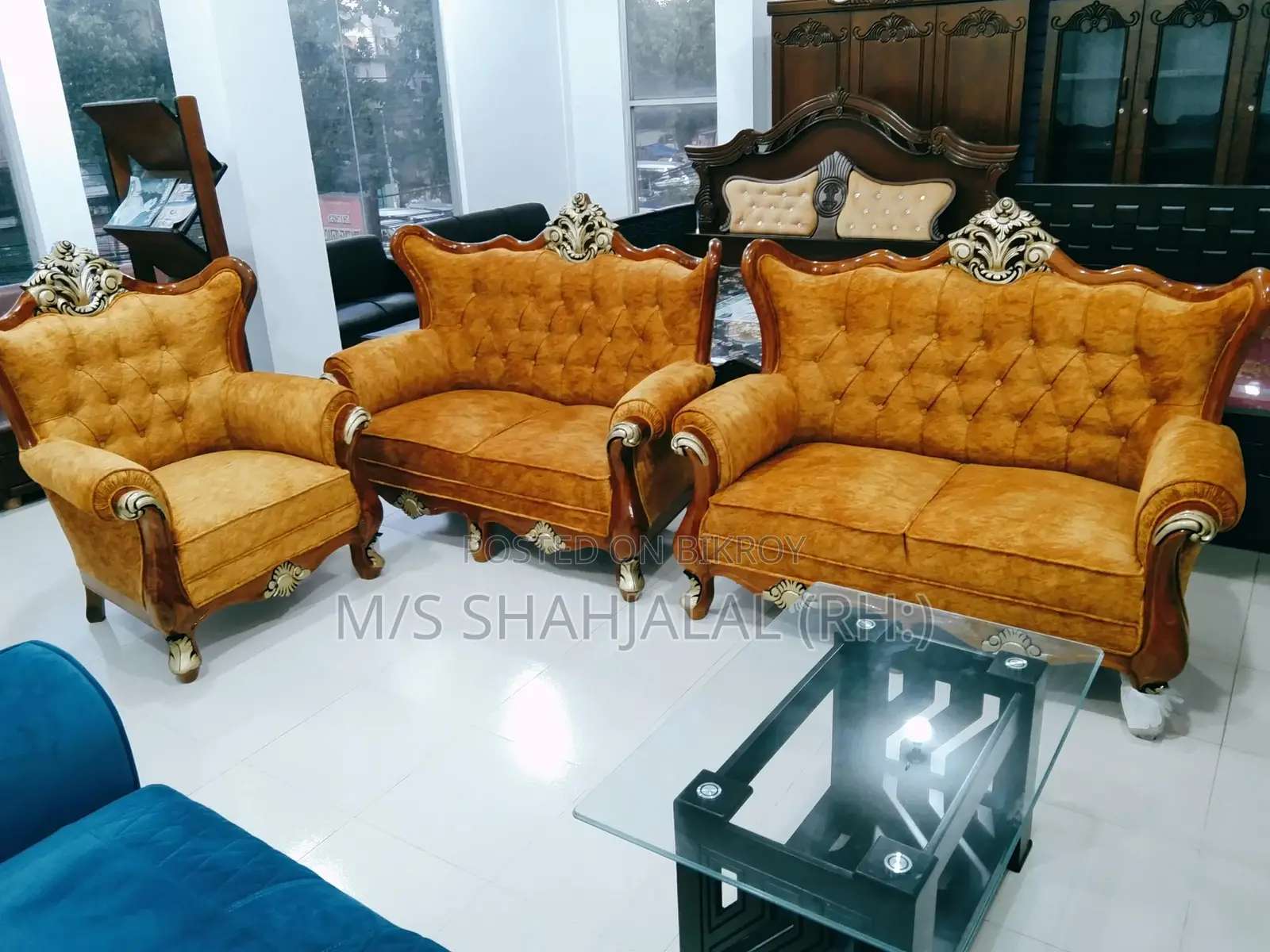 সোফা সেট ভিক্টোরিয়া ডিজাইন সেগুন নকশা