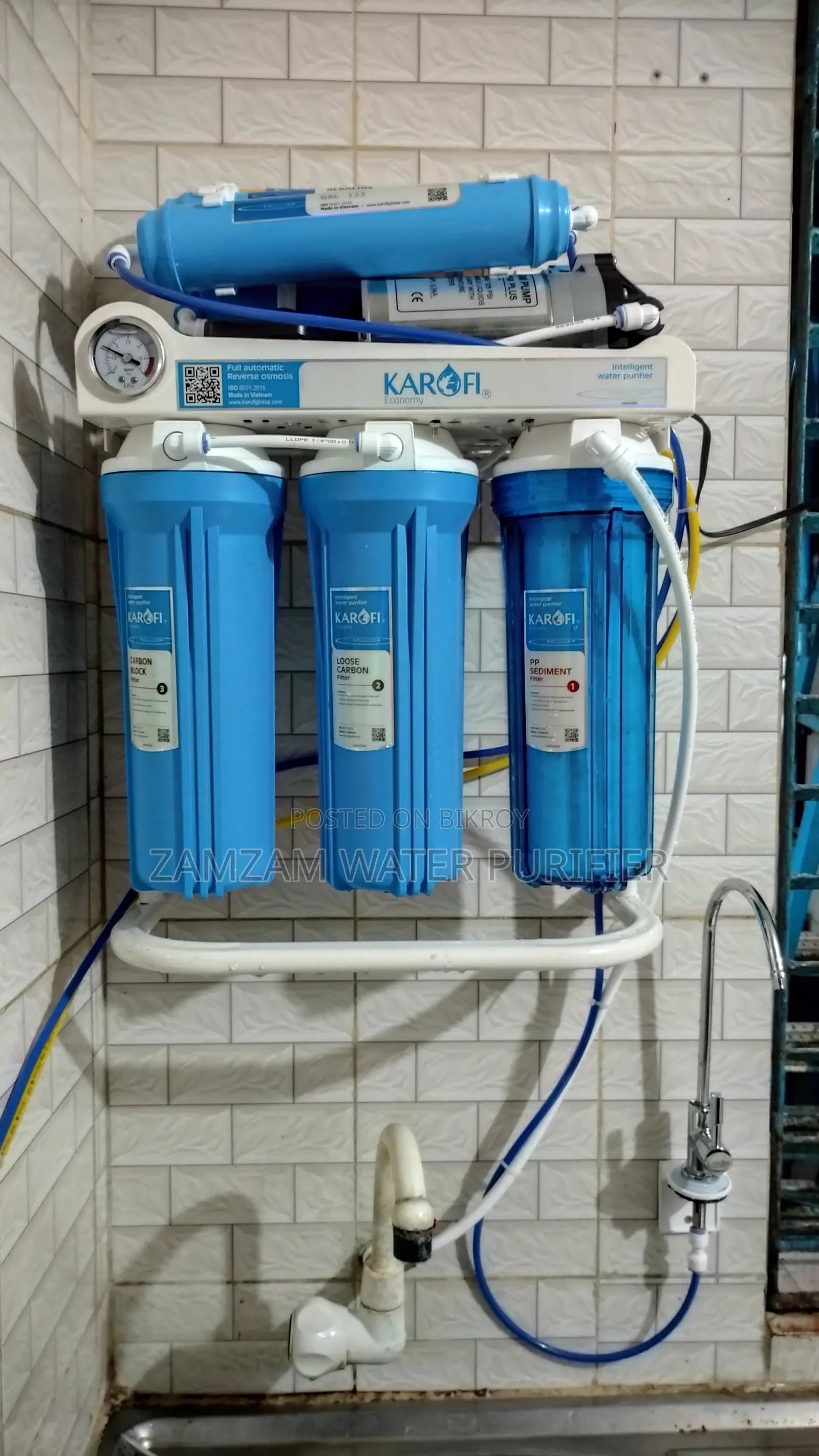 KAROFI RO-100SM 7 Stage 100-GPD (With Stand & Pressure Meter)