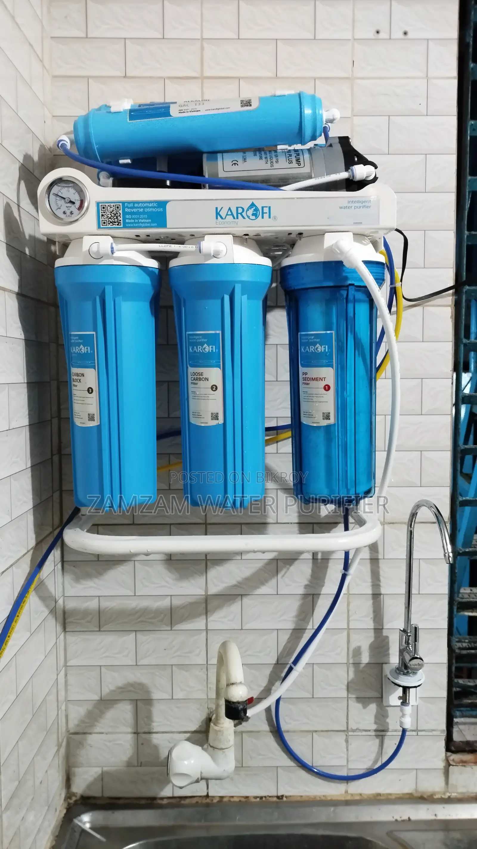 KAROFI RO-100SM 7 Stage 100-GPD (With Stand & Pressure Meter)