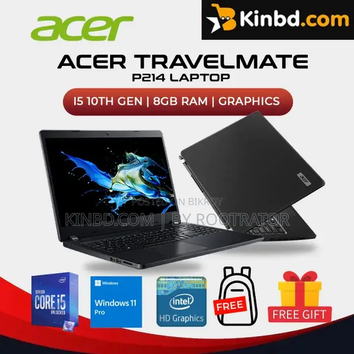 Offer! Acer TravelMate, Core i5 10th Gen, 8GB RAM, 256GB SSD, 4-Hour Battery Life