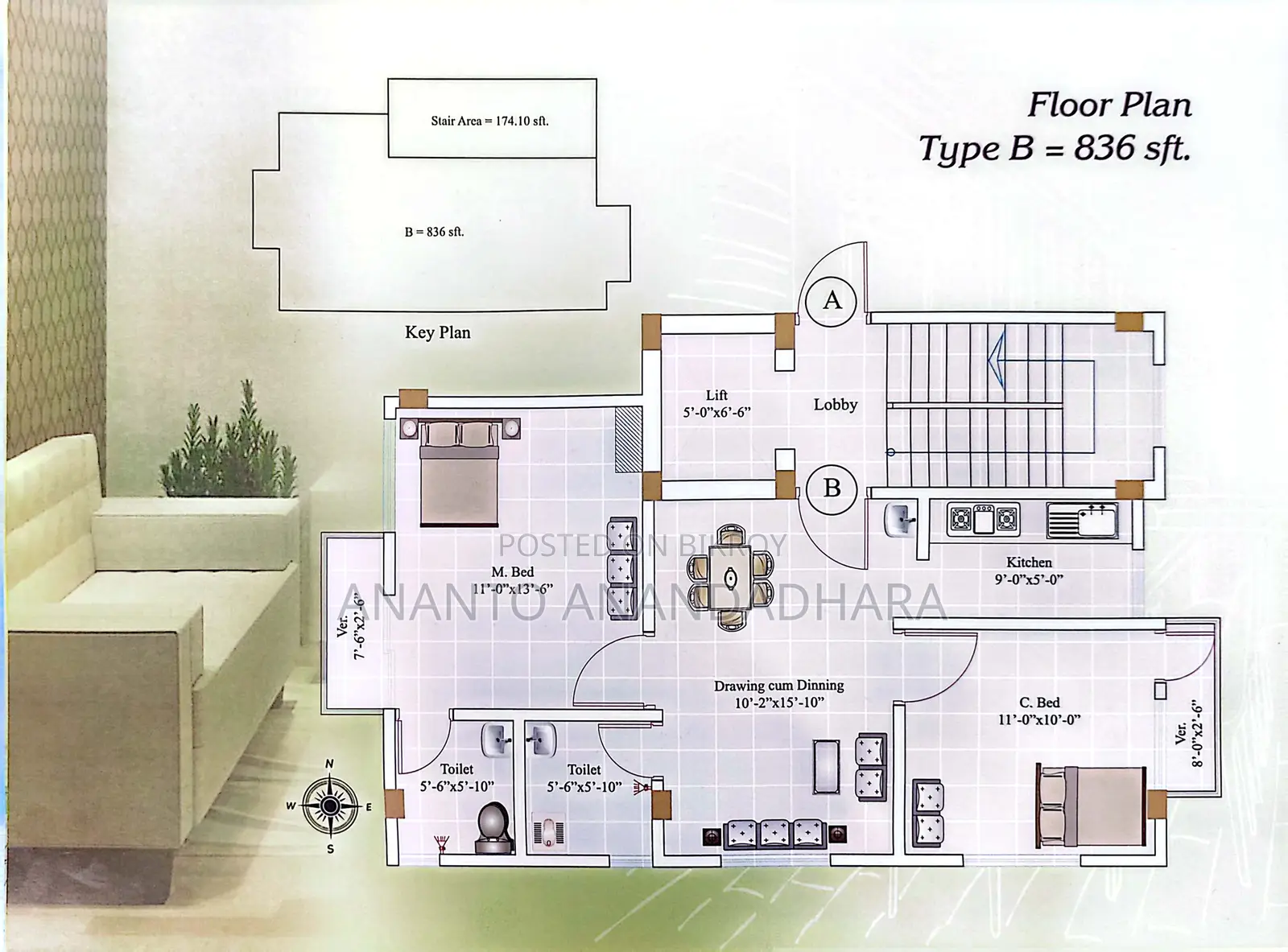 836 Sqft Ongoing Flat for sale at Adabor, Mohammadpur