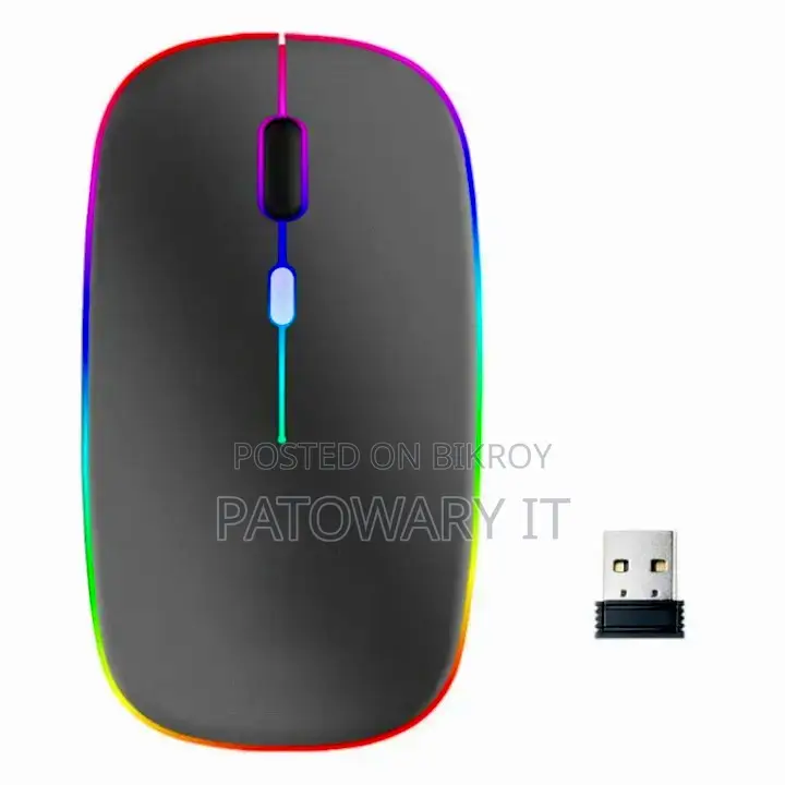 HP W10 Rechargeable Wireless Bluetooth Mouse, Dual Mode LED RGB Color.
