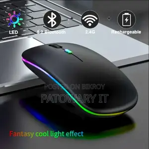 HP W10 Rechargeable Wireless Bluetooth Mouse, Dual Mode LED RGB Color.