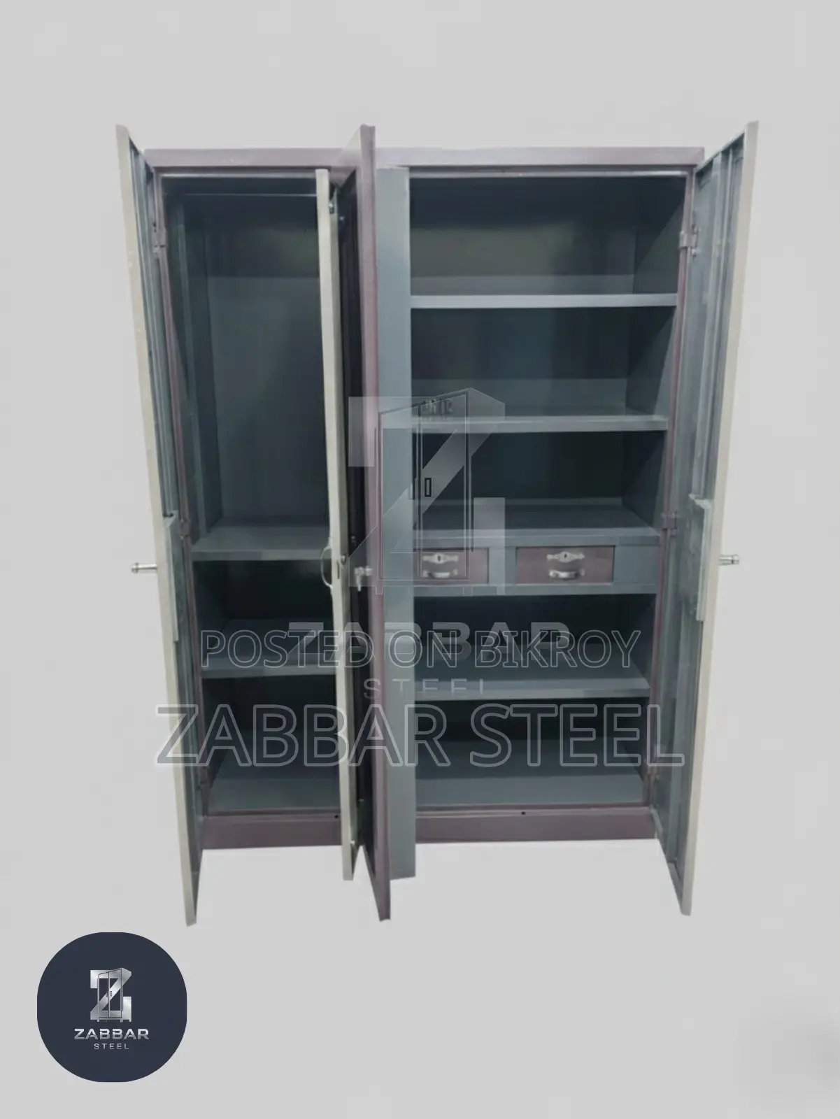 Zabbar Steel-এর আধুনিক ৩ পাল্লার স্টিল আলমারি—Steel Almirah