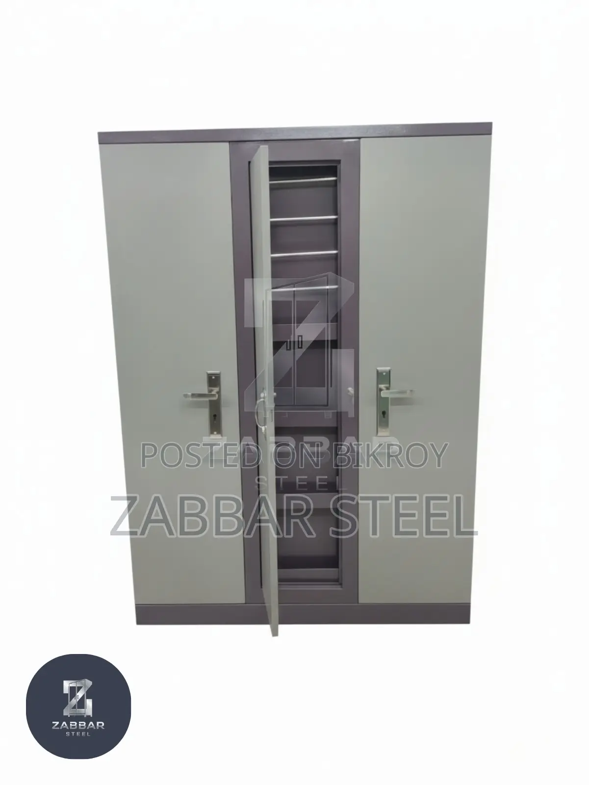 Zabbar Steel-এর আধুনিক ৩ পাল্লার স্টিল আলমারি—Steel Almirah