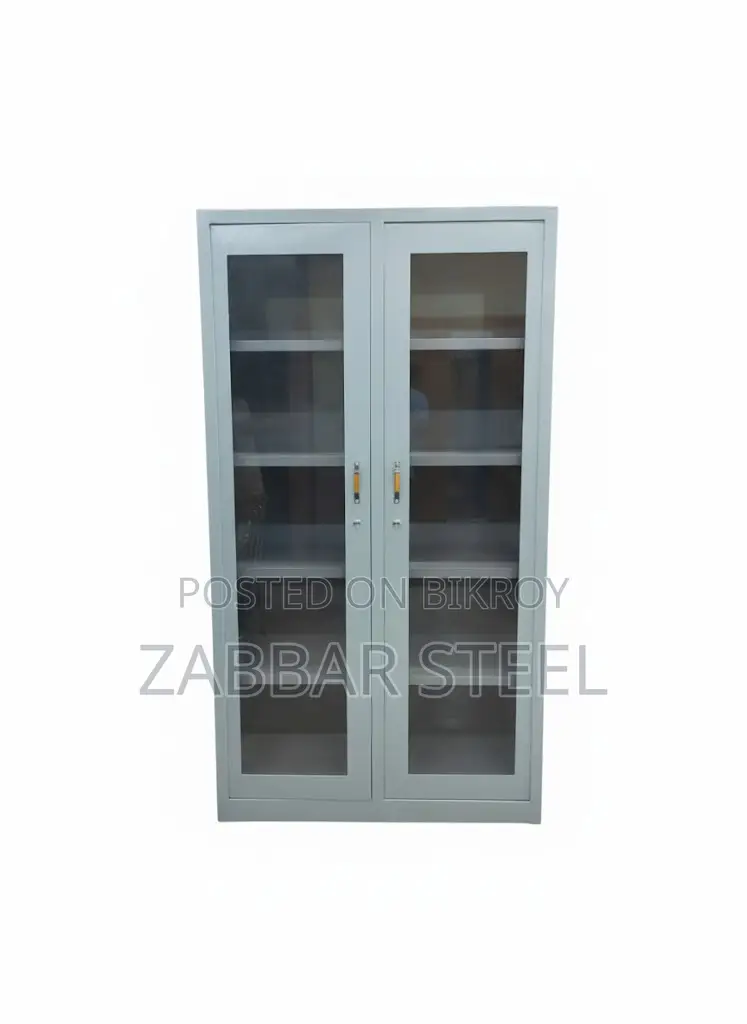 Steel Showcase Two-Door Modern Steel Showcase — Premium Look!