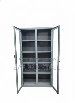 Steel Showcase Two-Door Modern Steel Showcase — Premium Look!