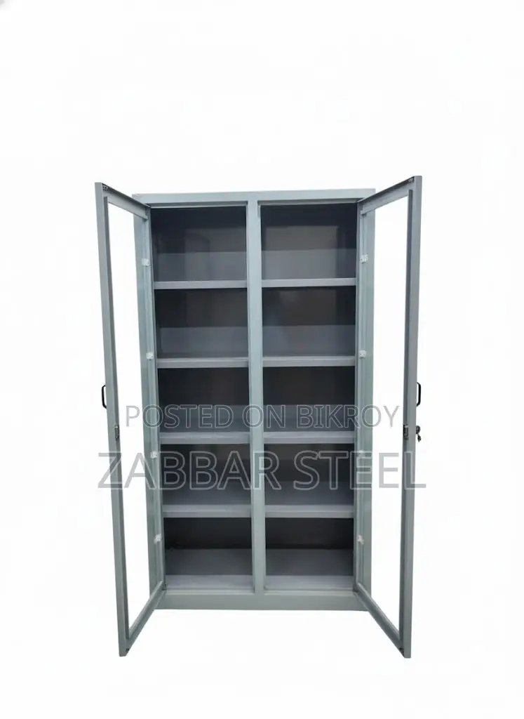 Steel Showcase Two-Door Modern Steel Showcase — Premium Look!