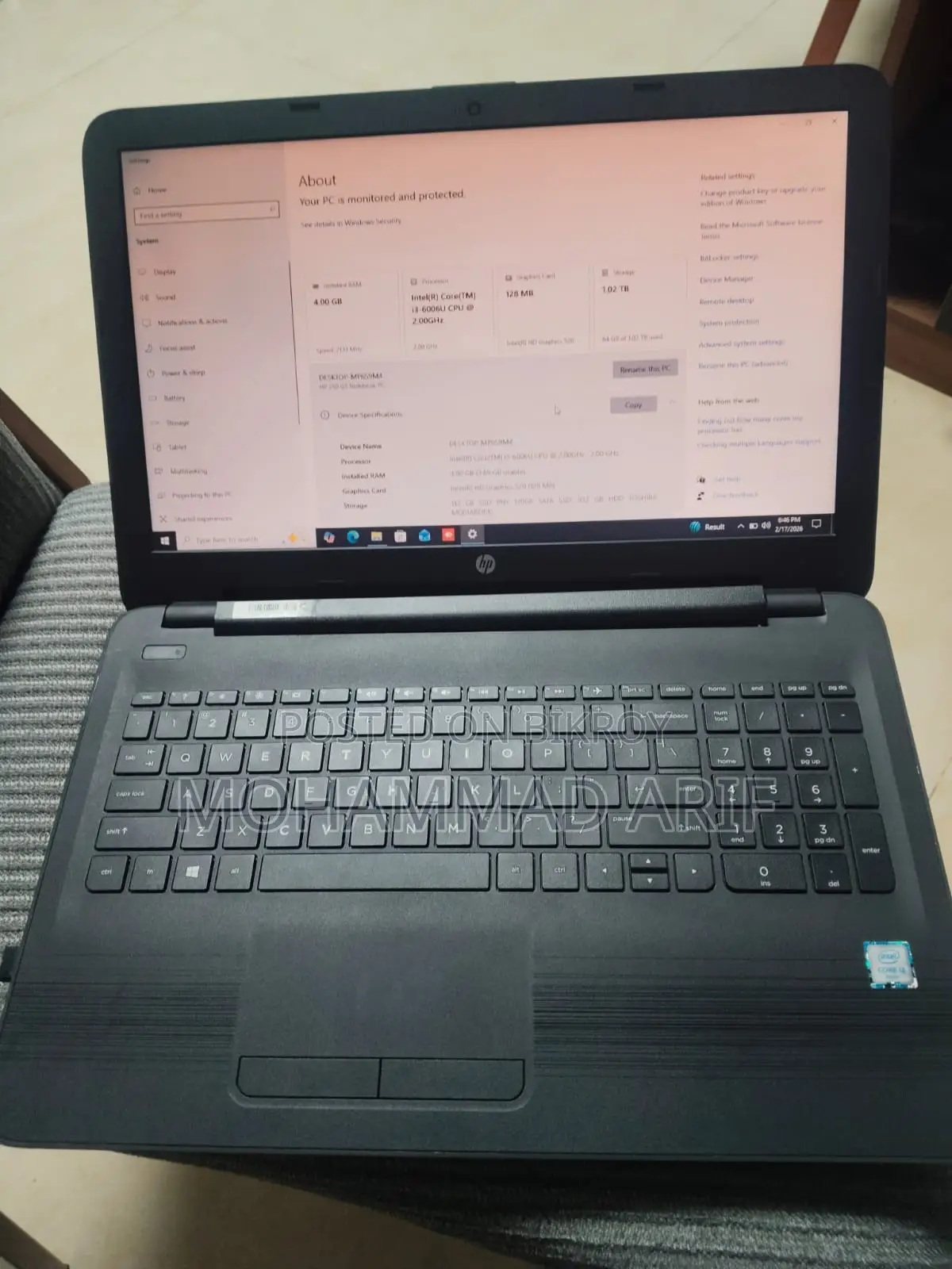 Ram- 4GB, HDD-1 TB Laptop