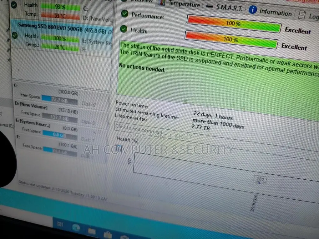 SAMSUNG 500GB ORIGINAL SSD 100% HEALTH