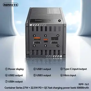 Remax Rpp-161 Container Series 50000mah Pd+qc Power Bank – Black
