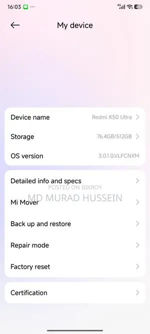Xiaomi Redmi K50 . (Used)