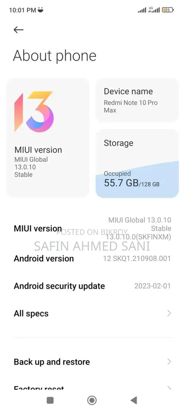 Xiaomi Redmi Note 10 Pro Max ` (Used)