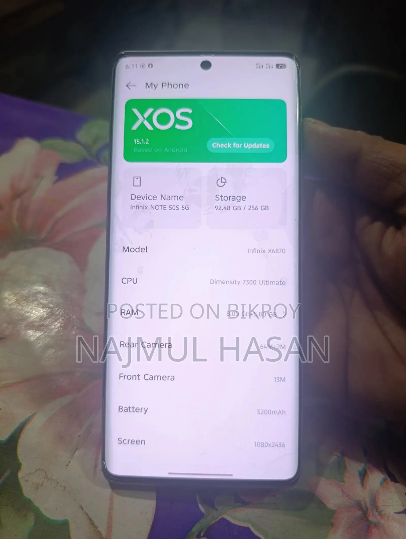 Infinix note 50s 5g (Used)