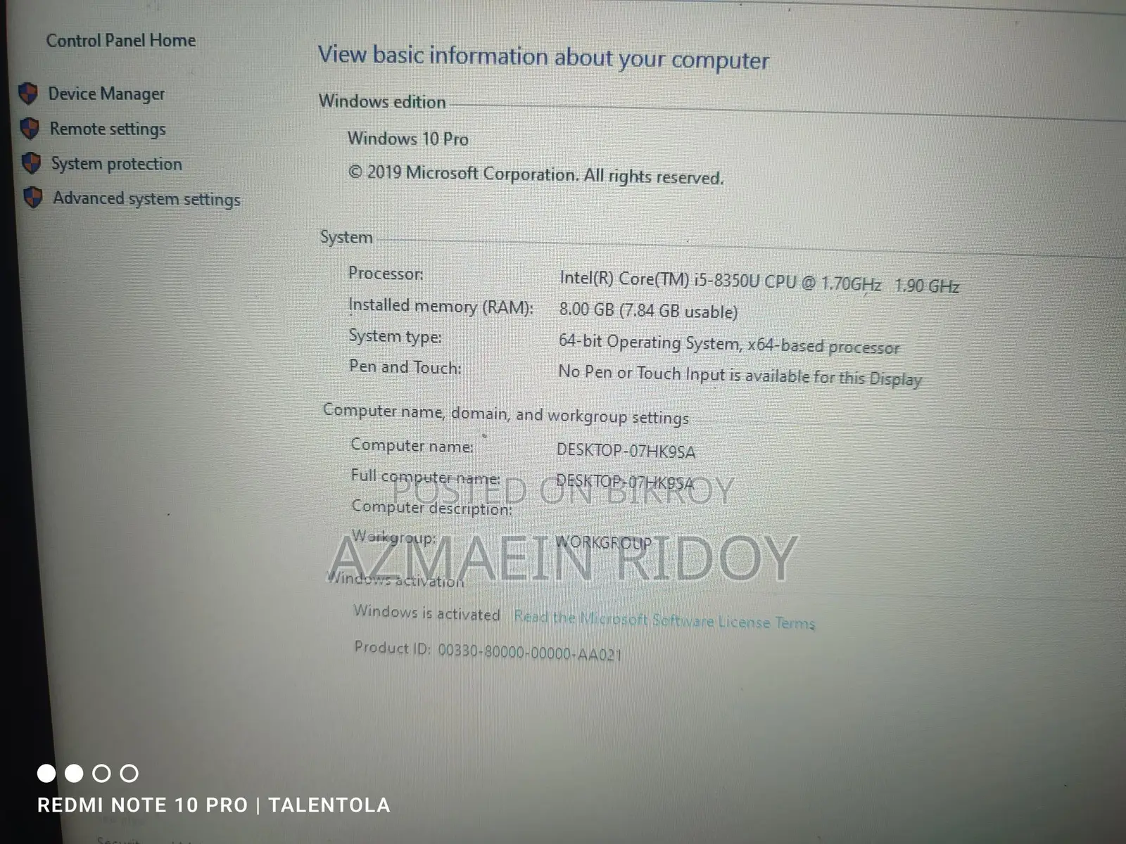 Lenovo ThinkPad i5 8th generation