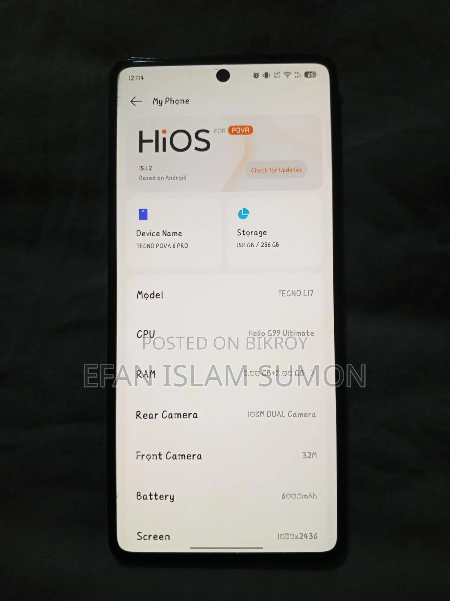 Tecno Pova 6 full fresh (Used)