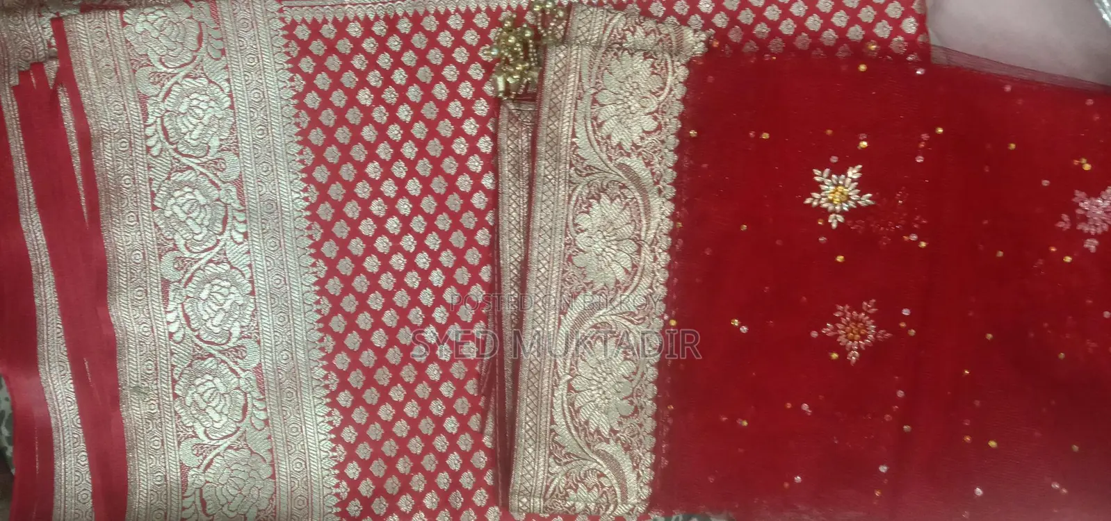 Red Benarasi and Matching Dupatta