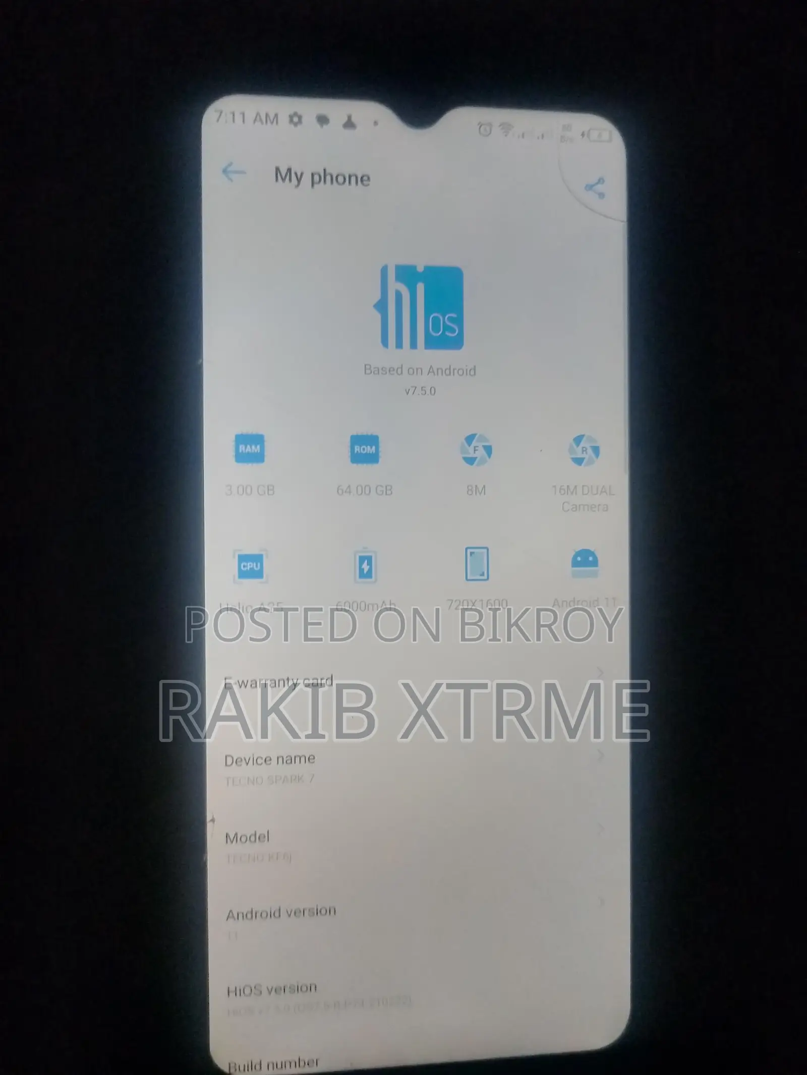 Tecno Spark 7 . (Used)