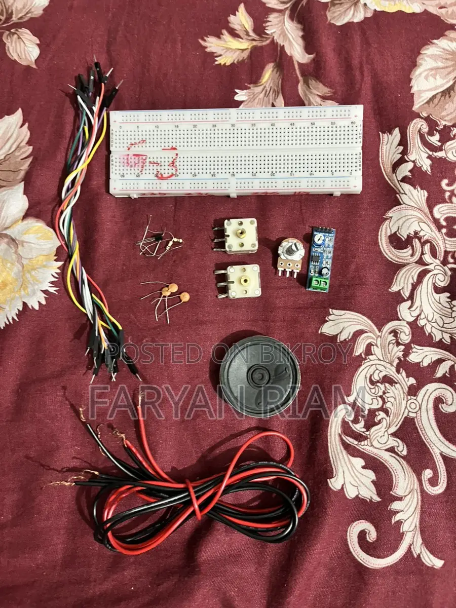 Bread Board, Speaker, Potential Meter, Transistor Audio Amplifier.