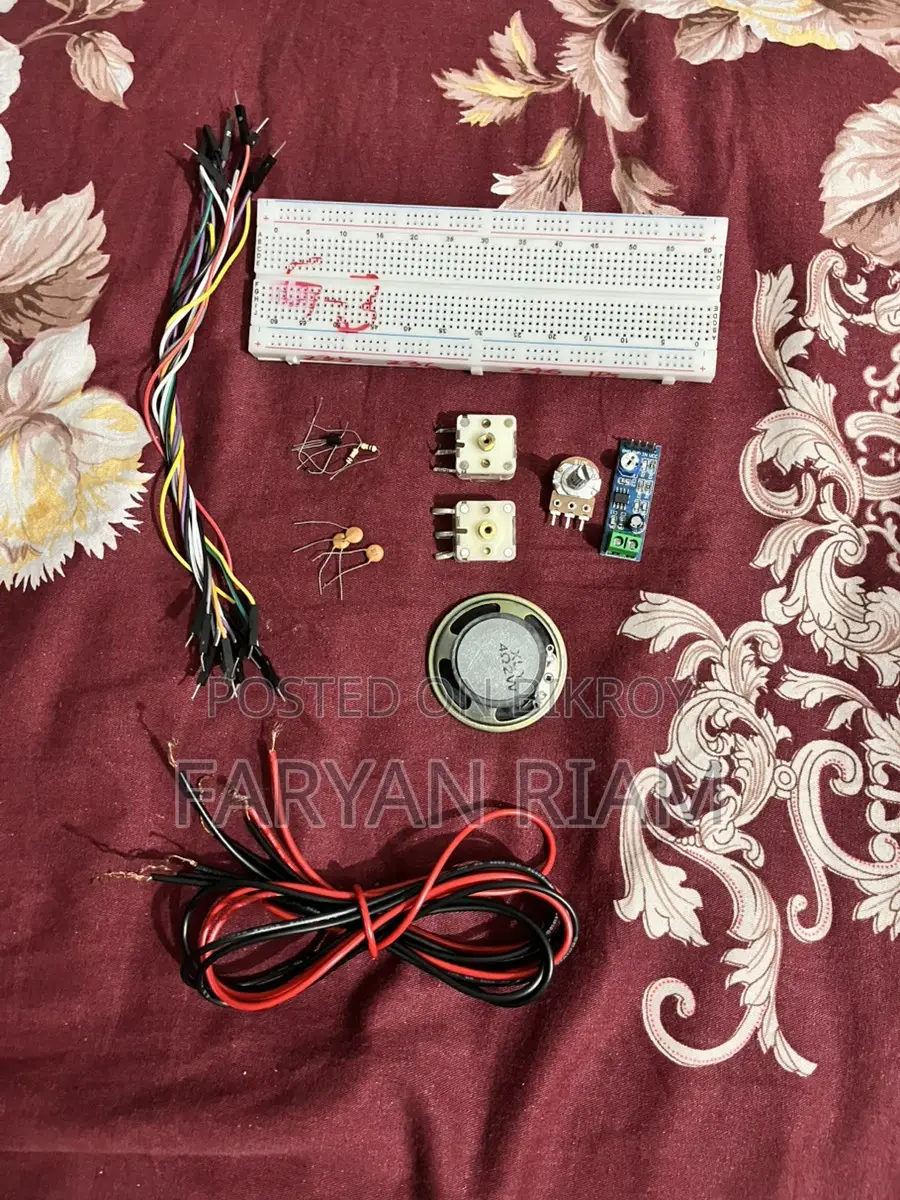 Bread Board, Speaker, Potential Meter, Transistor Audio Amplifier.
