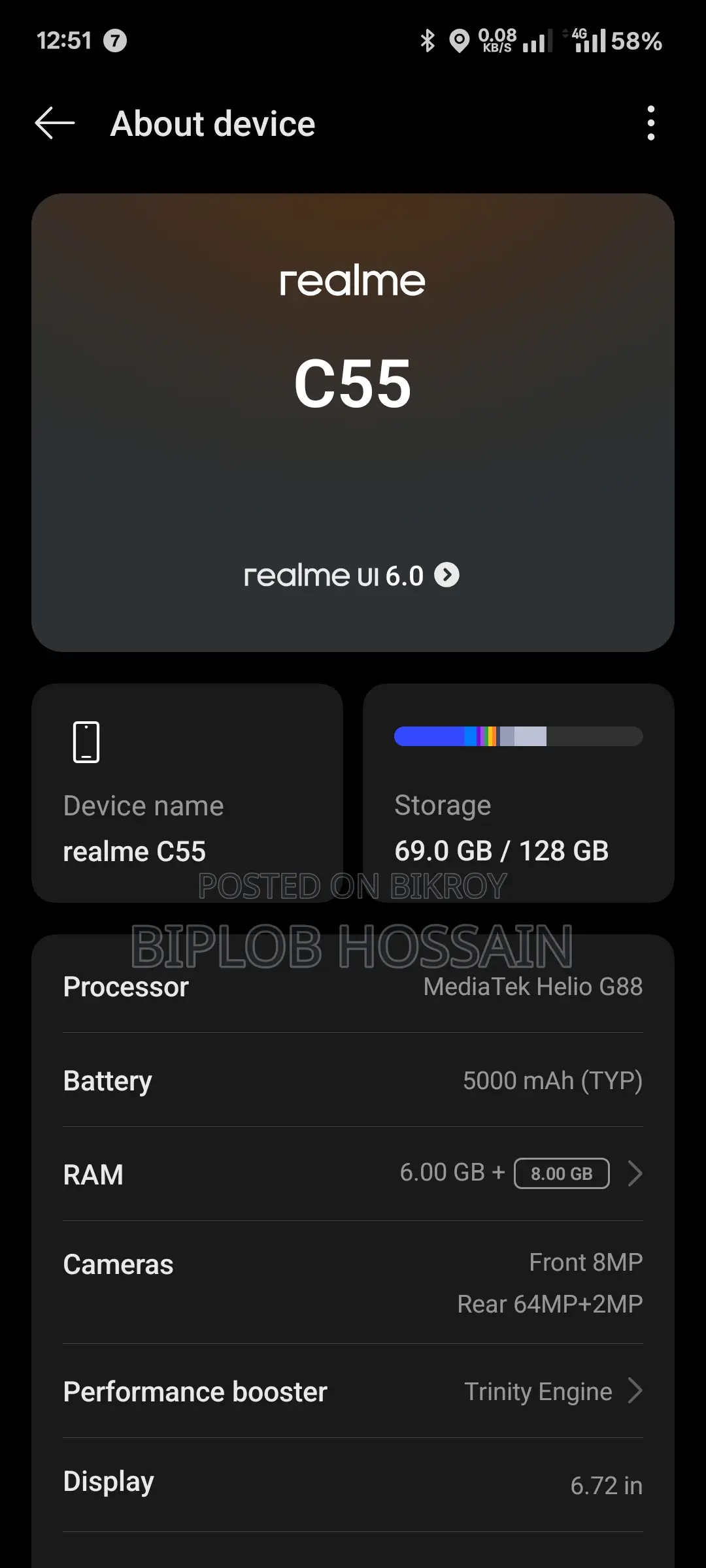 Realme C55 . (Used)