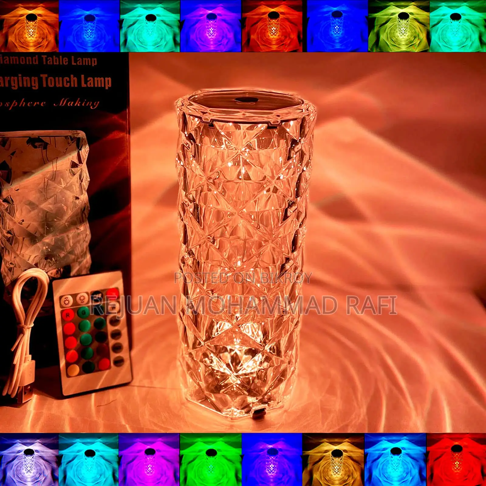 16 Color Crystal Rose Diamond Table Lamp Acrylic for Room