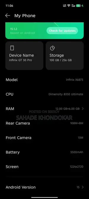 Infinix GT 20 Pro . (Used)