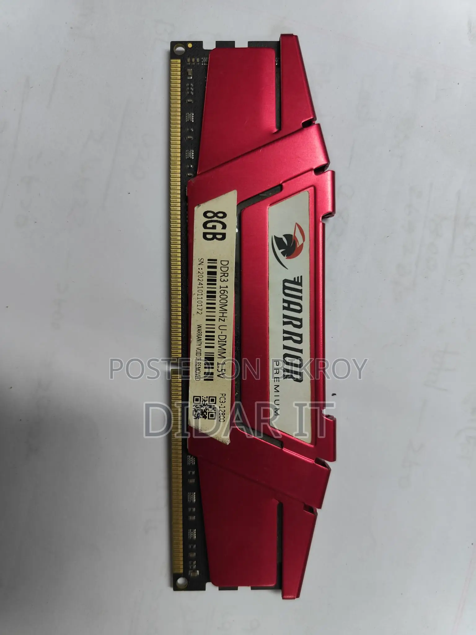Warrior Premium 8GB DDR3 RAM in Super Fresh Condition for Sale