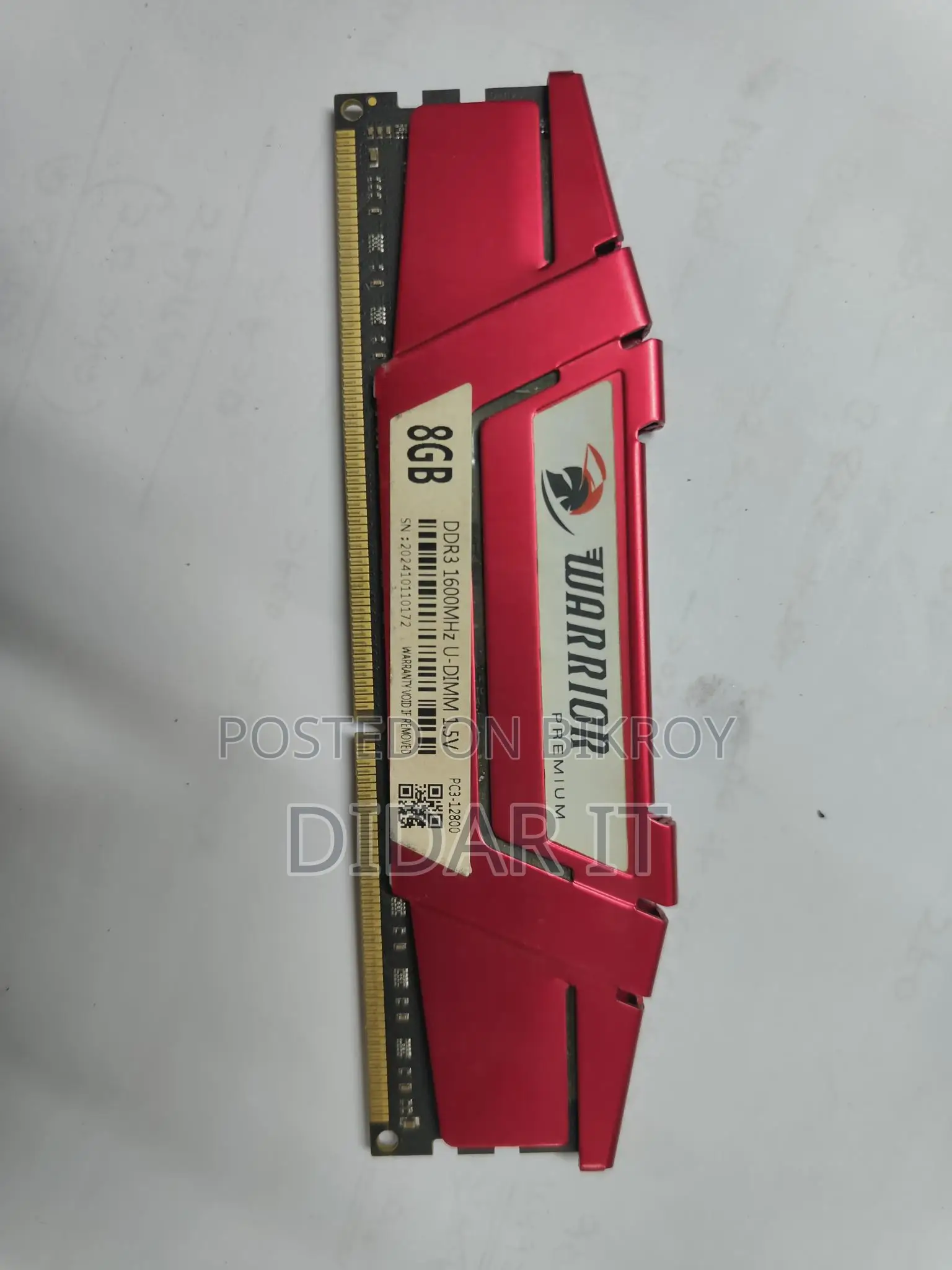 Warrior Premium 8GB DDR3 RAM in Super Fresh Condition for Sale