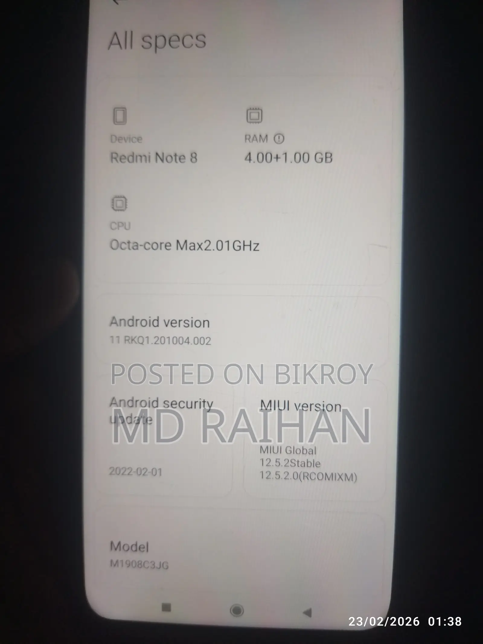Xiaomi Redmi Note 8 (Used)