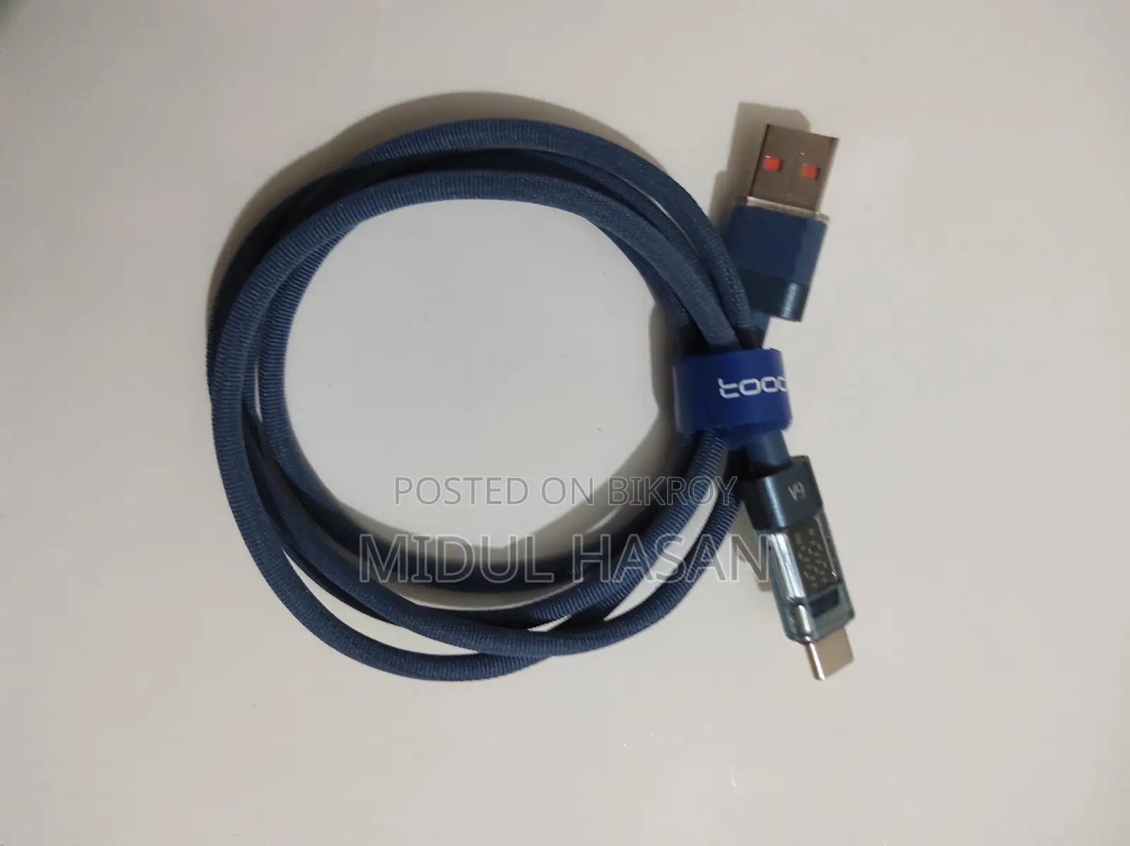 Toocki USB-C Cable 100W with LED Display [Blue 1m]