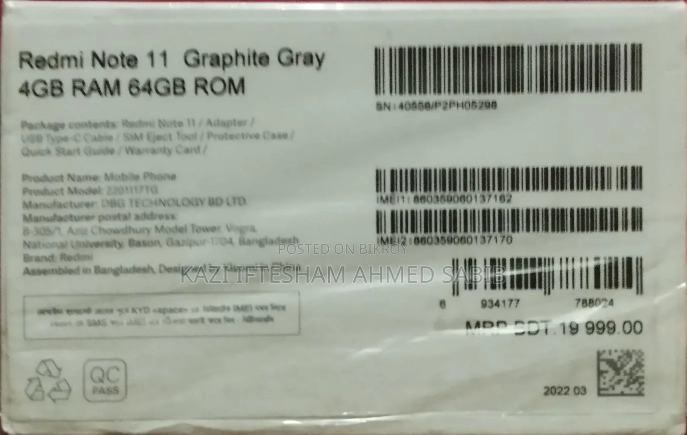 Xiaomi Redmi Note 11 . (Used)