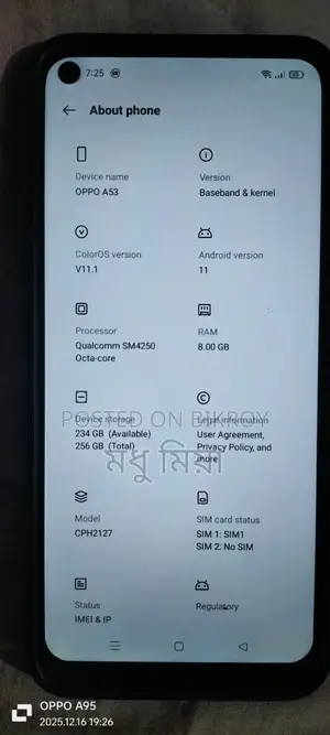 OPPO A53 8gb 256rom (Used)