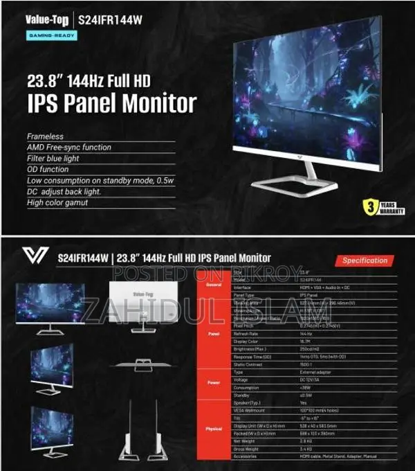 Value Top Gaming-ready S24IFR144W Monitor